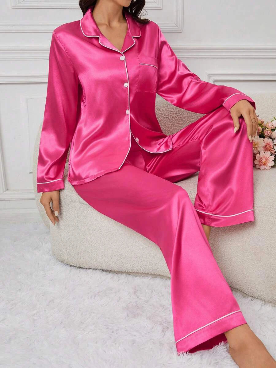 PIJAMA DE SEDA SATEEN ELEGANCE™ - CONJUNTO PREMIUM DOS PIEZAS