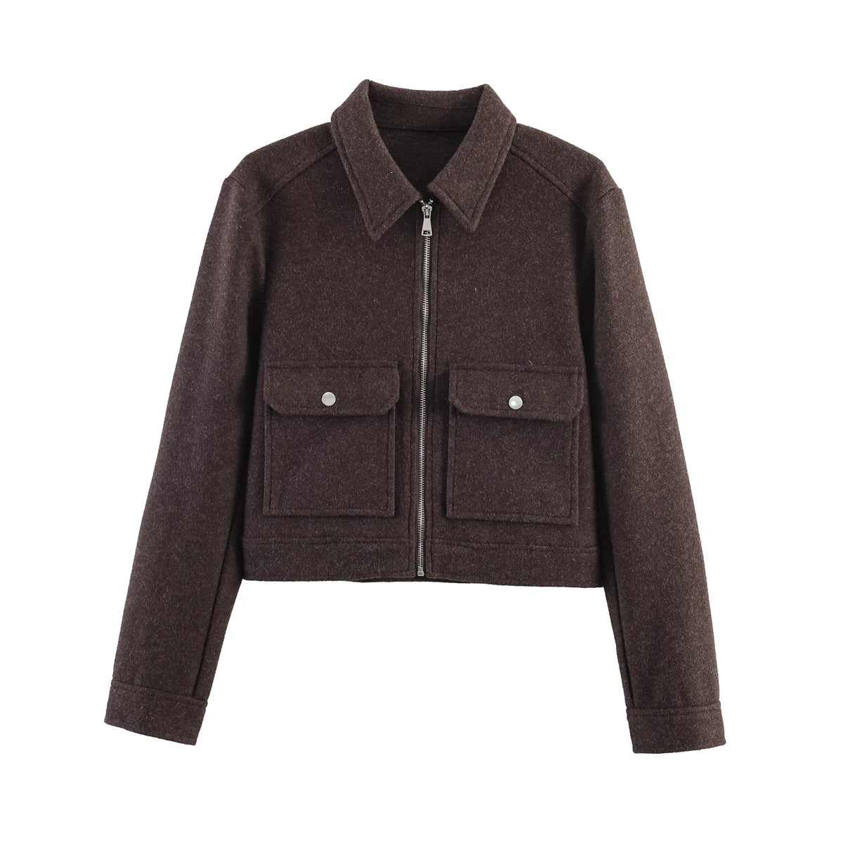 Chaqueta Corta Casual con Bolsillos de Solapa