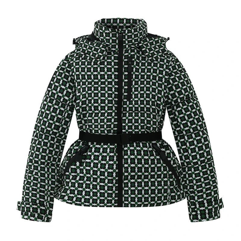 Chaqueta de Esquí Acolchada con Cinturón y Capucha Termosellada