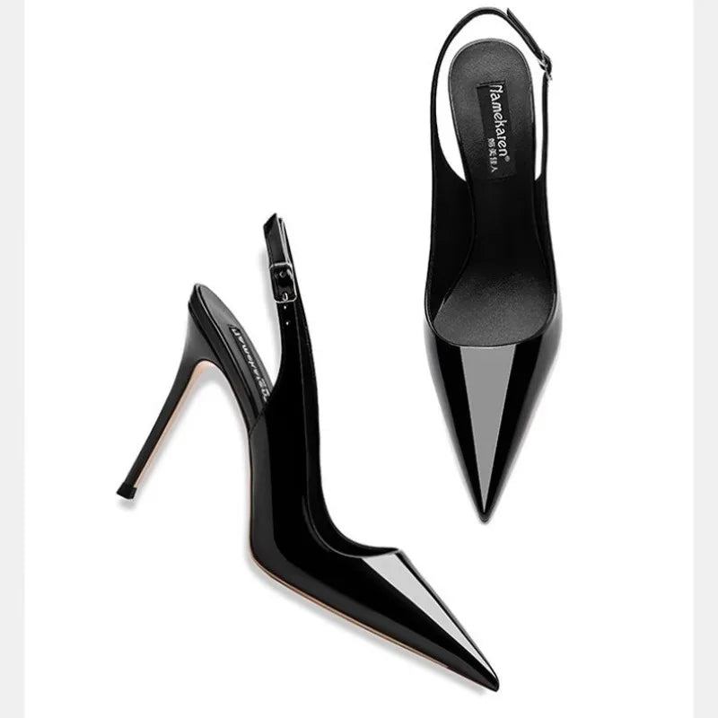 Zapatos de Tacón Alto Destalonados con Punta Fina y Correa Ajustable "Alurea"