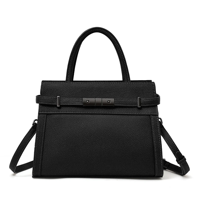 Bolso de Mano Estructurado con Detalle de Cinturón y Correa Ajustable