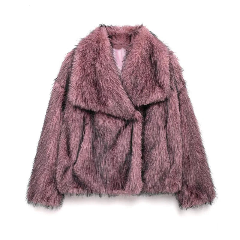 Chaqueta Corta de Pelo Sintético con Solapa Elegante - Alurea