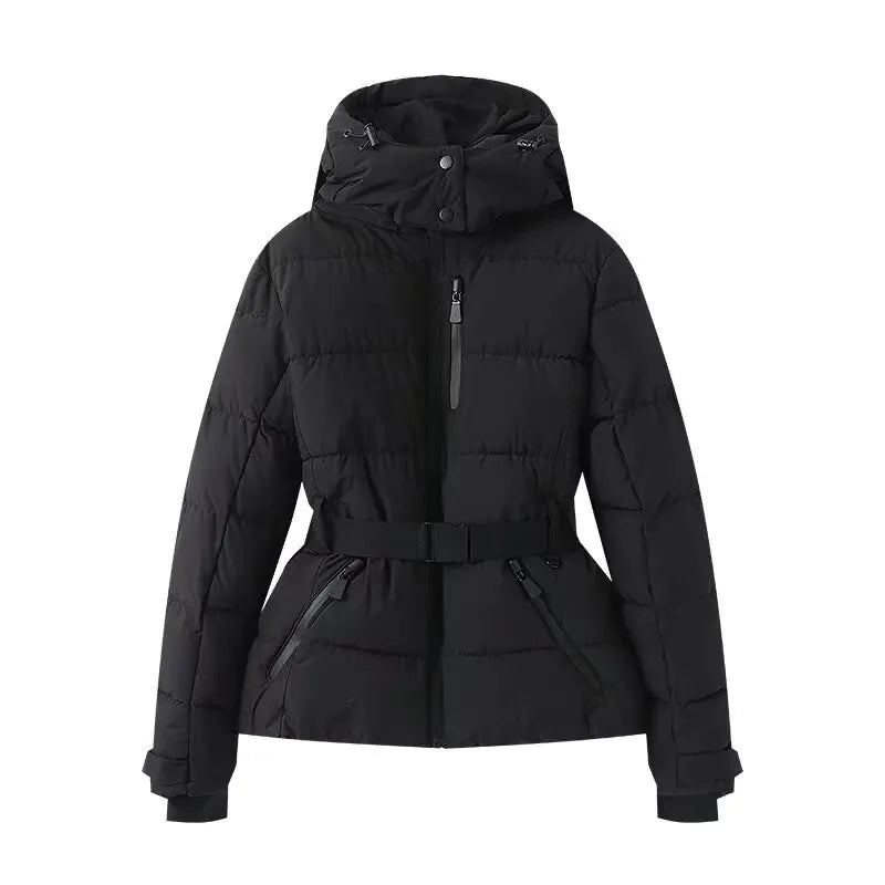 Chaqueta de Esquí Acolchada con Cinturón y Capucha Termosellada