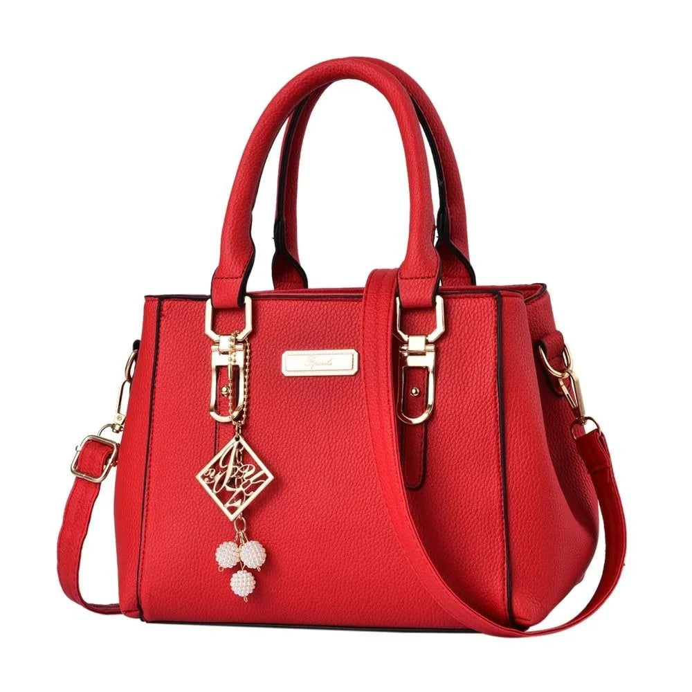 Bolso Satchel Estructurado Verona con Colgante de Perlas