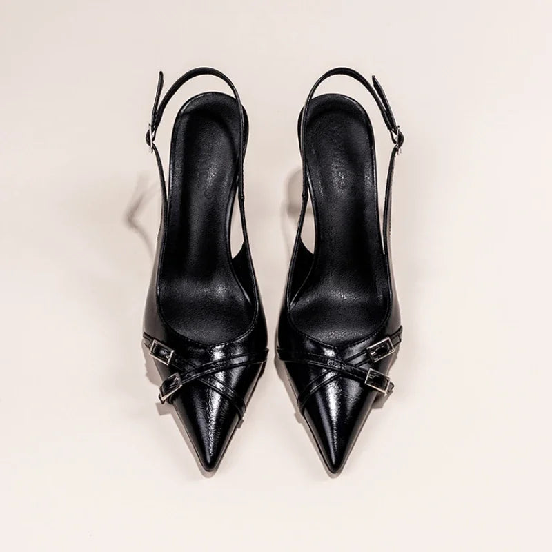 Zapatos de Tacón Destalonados con Hebilla y Punta Fina "Alurea"