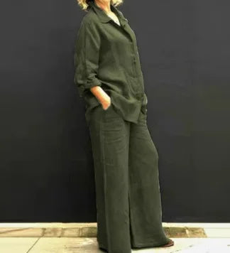 Conjunto Dos Piezas Burdeos – Camisa Fluida y Pantalón Ancho Palazzo