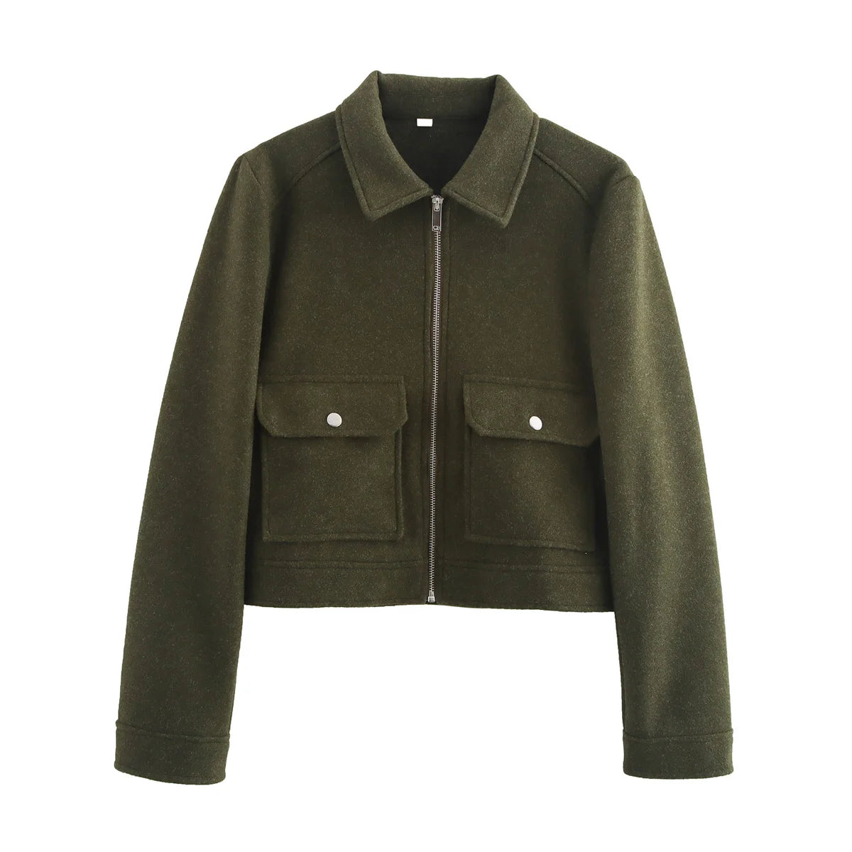 Chaqueta Corta Casual con Bolsillos de Solapa