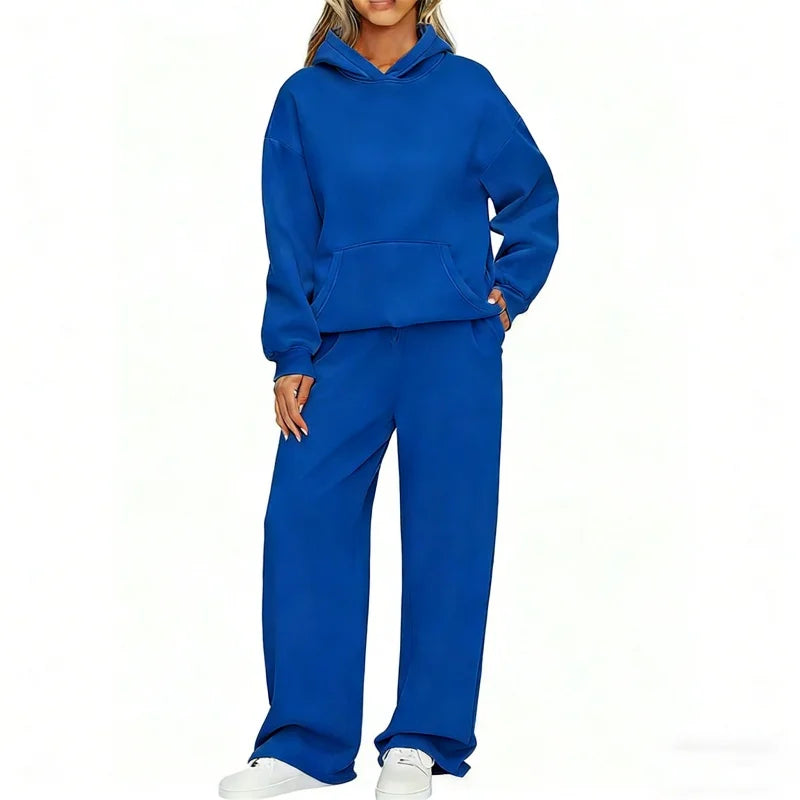 Conjunto Deportivo de Dos Piezas: Sudadera con Capucha Oversize y Pantalón Ancho