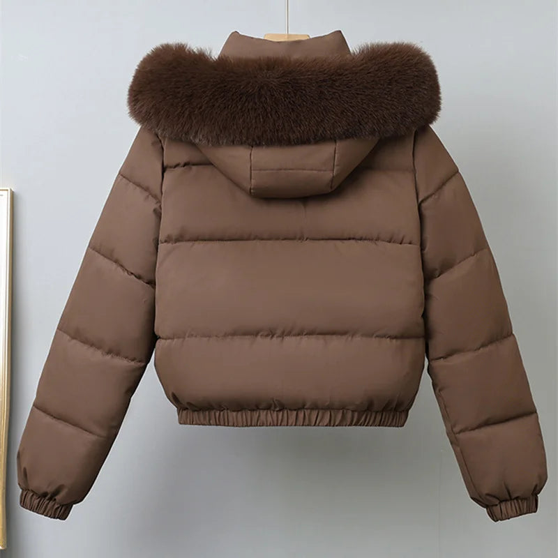 Chaqueta Acolchada Térmica con Capucha de Pelo Sintético