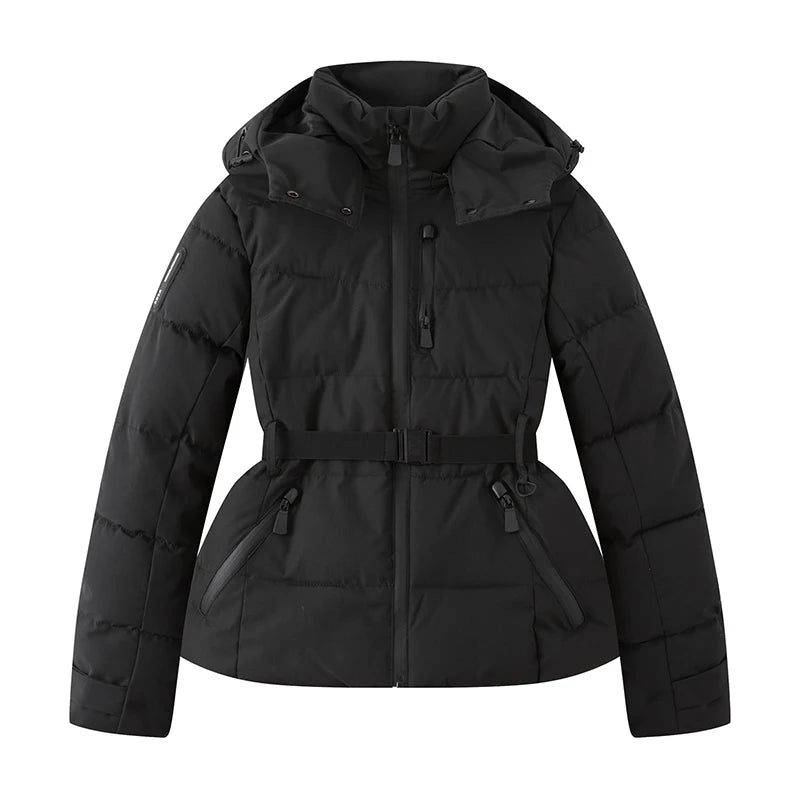 Chaqueta de Esquí Acolchada con Cinturón y Capucha Termosellada