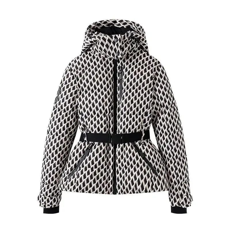 Chaqueta de Esquí Acolchada con Cinturón y Capucha Termosellada