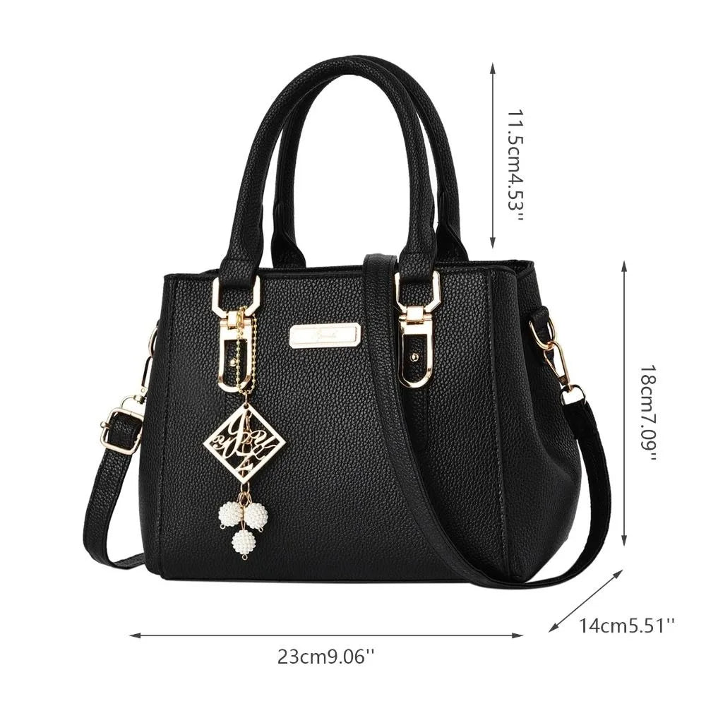Bolso Satchel Estructurado Verona con Colgante de Perlas