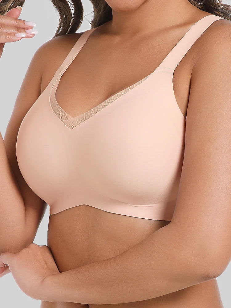 Sujetador Sin Costuras con Escote de Malla Transpirable – Soporte y Confort Invisible