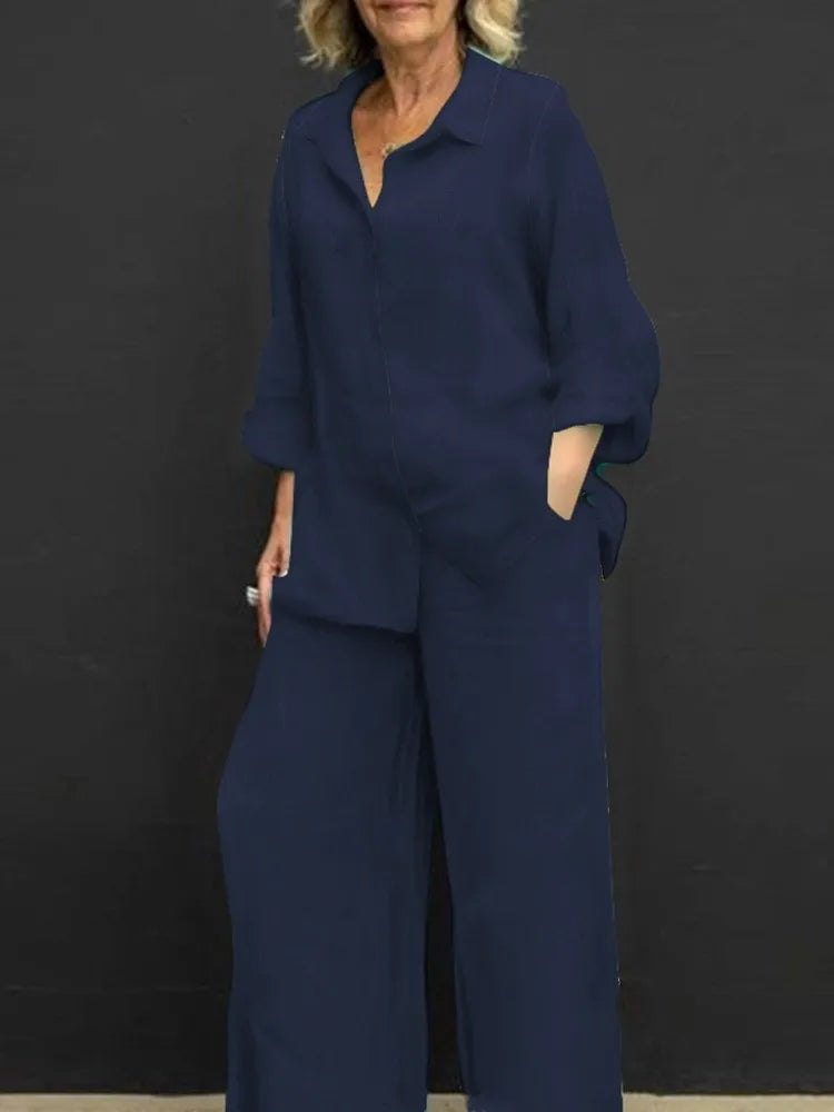 Conjunto Dos Piezas Burdeos – Camisa Fluida y Pantalón Ancho Palazzo
