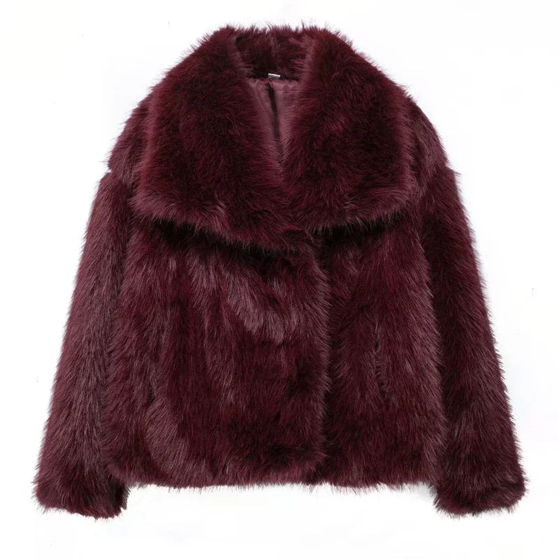 Chaqueta Corta de Pelo Sintético con Solapa Elegante - Alurea
