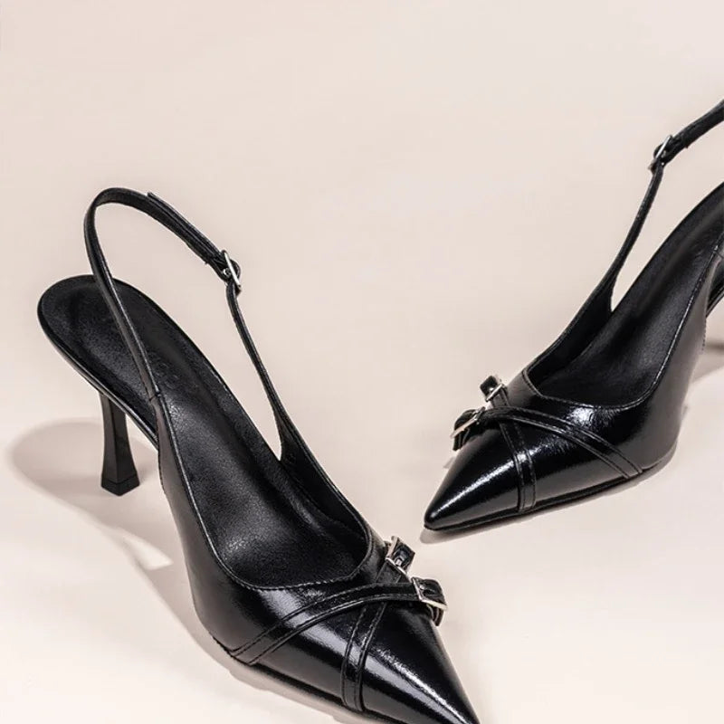 Zapatos de Tacón Destalonados con Hebilla y Punta Fina "Alurea"