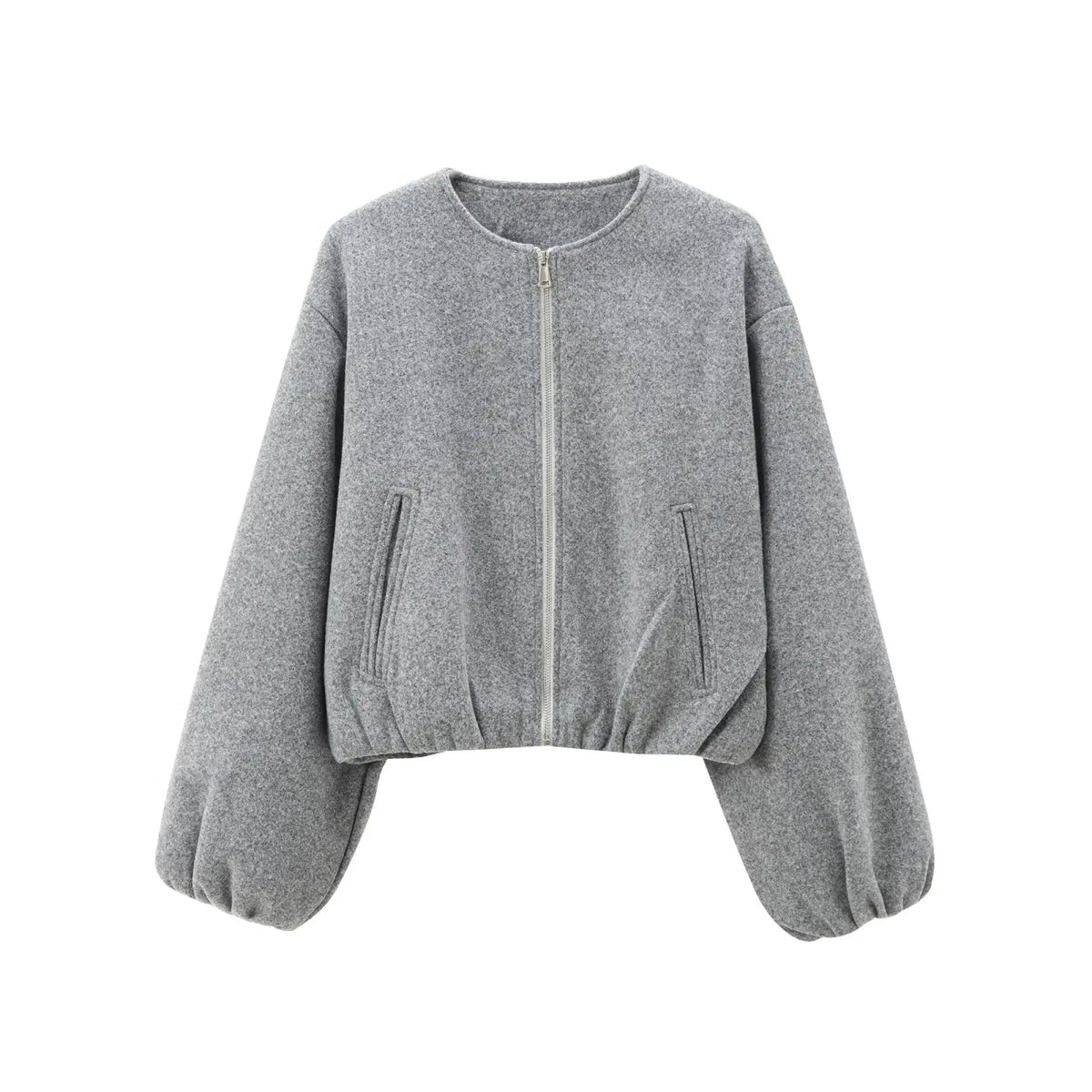 Chaqueta Bomber Corta Oversize sin Cuello | Colección Otoño-Invierno