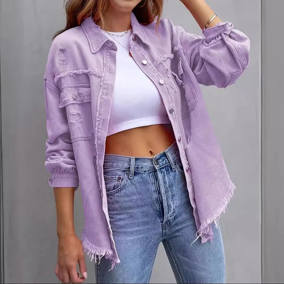 Chaqueta Vaquera Oversize Efecto Desgastado