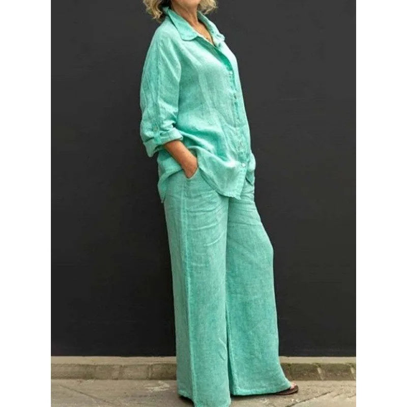 Conjunto Dos Piezas Burdeos – Camisa Fluida y Pantalón Ancho Palazzo