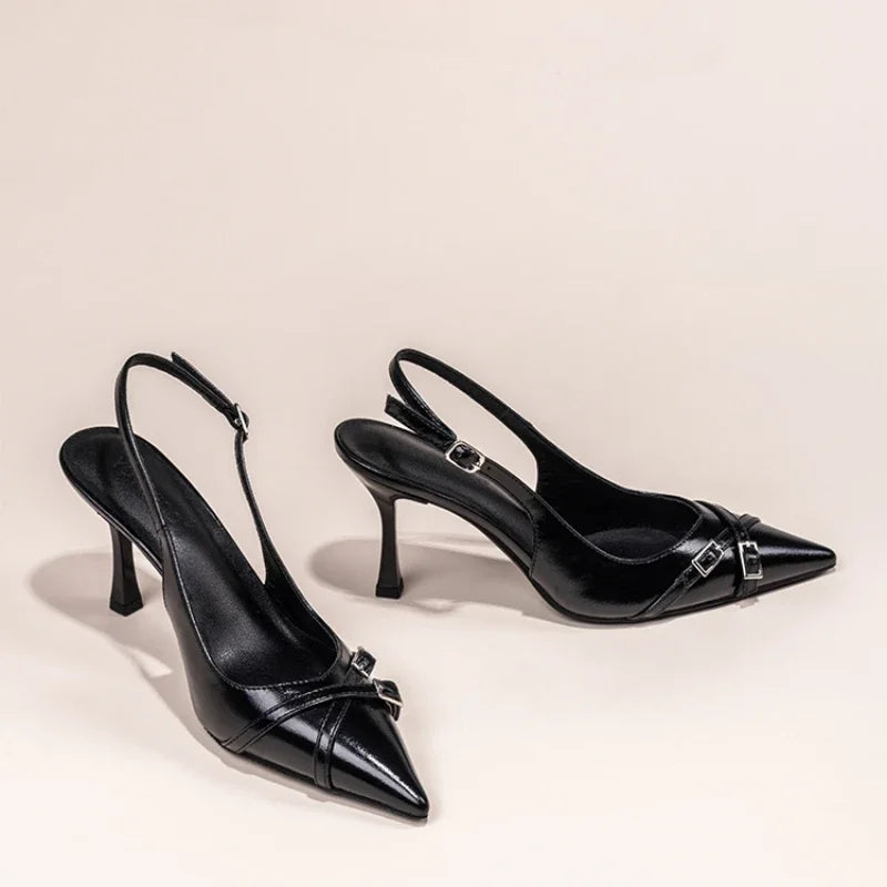 Zapatos de Tacón Destalonados con Hebilla y Punta Fina "Alurea"