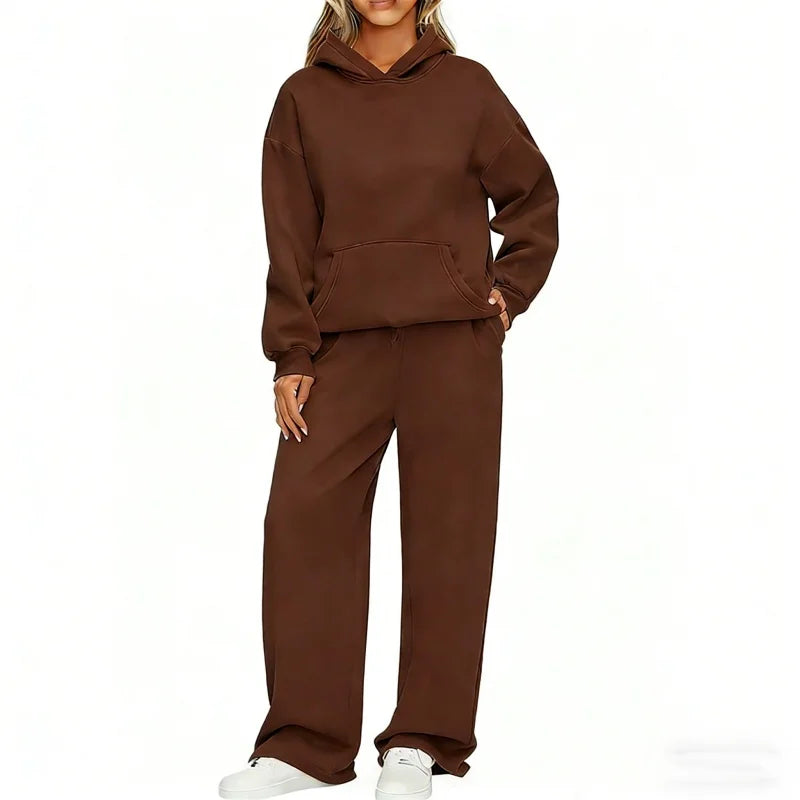 Conjunto Deportivo de Dos Piezas: Sudadera con Capucha Oversize y Pantalón Ancho