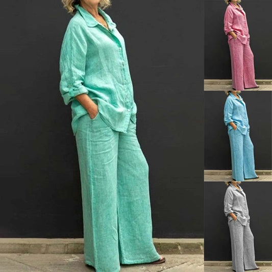Conjunto Dos Piezas Burdeos – Camisa Fluida y Pantalón Ancho Palazzo