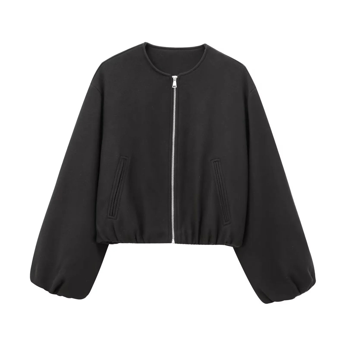 Chaqueta Bomber Corta Oversize sin Cuello | Colección Otoño-Invierno