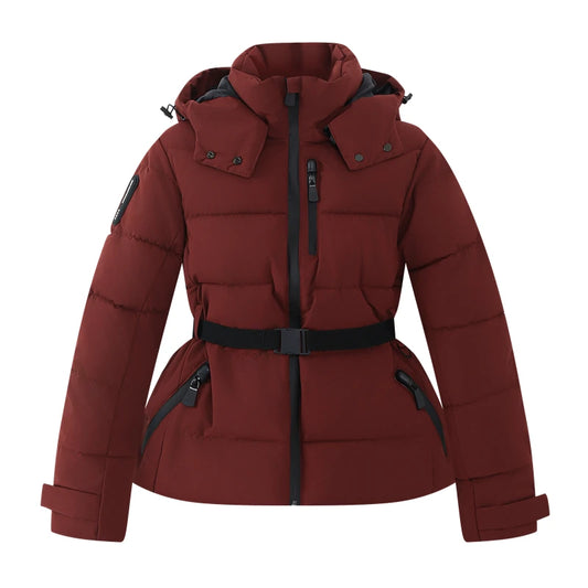 Chaqueta de Esquí Acolchada con Cinturón y Capucha Termosellada