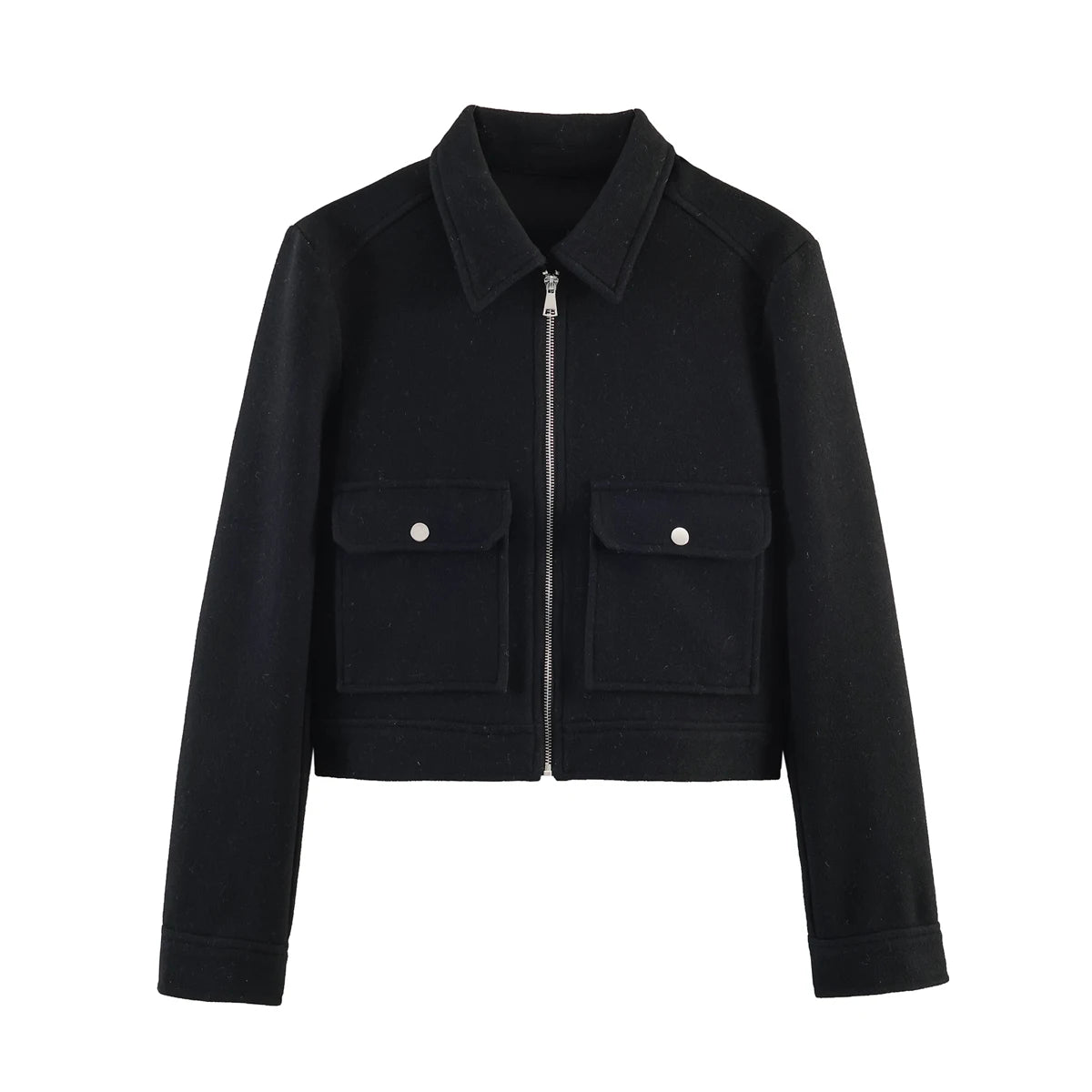 Chaqueta Corta Casual con Bolsillos de Solapa