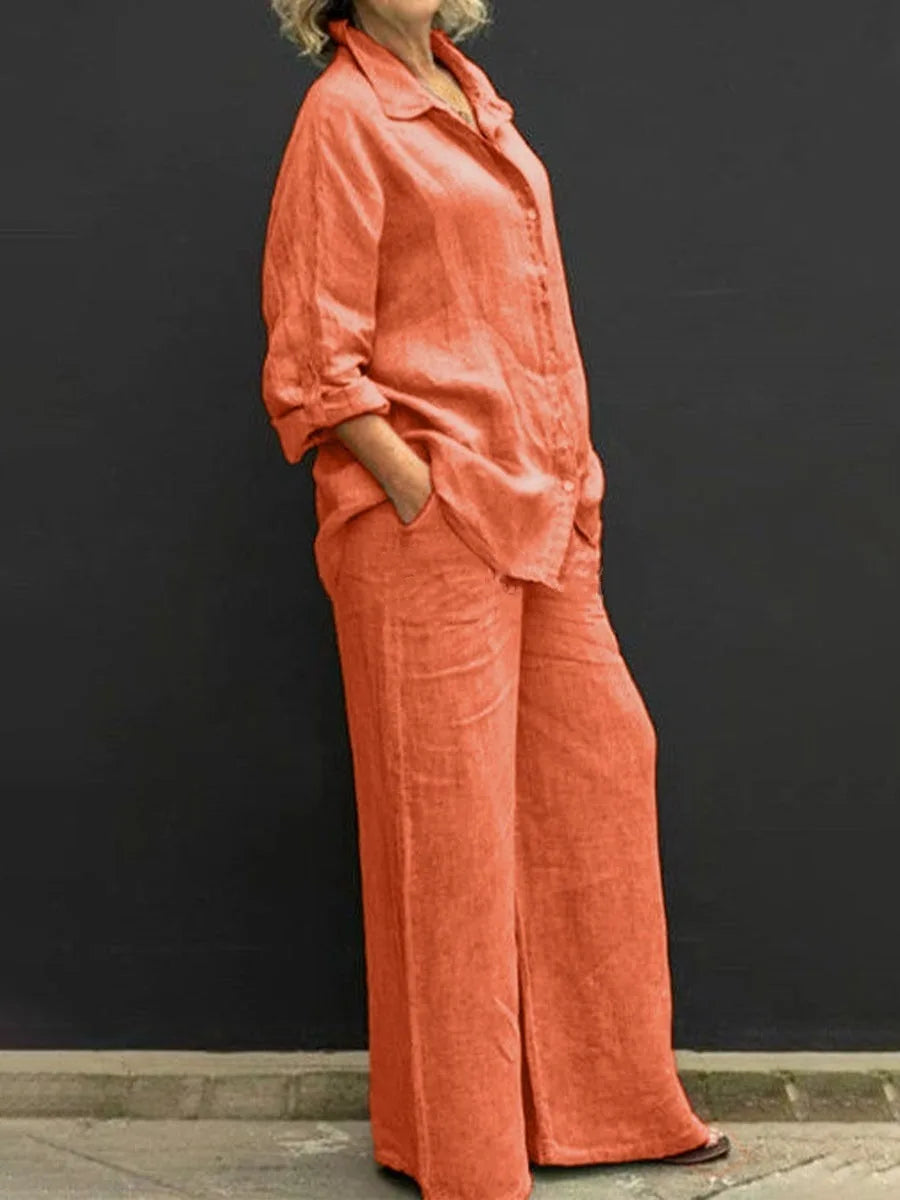 Conjunto Dos Piezas Burdeos – Camisa Fluida y Pantalón Ancho Palazzo