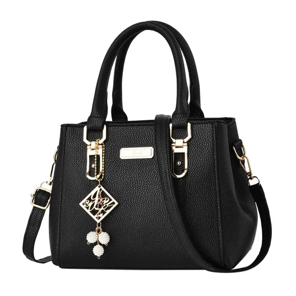 Bolso Satchel Estructurado Verona con Colgante de Perlas