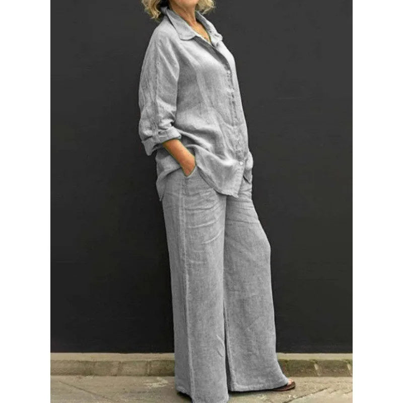 Conjunto Dos Piezas Burdeos – Camisa Fluida y Pantalón Ancho Palazzo