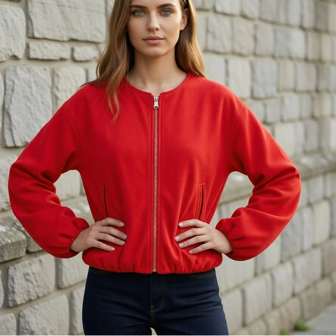 Chaqueta Bomber Corta Oversize sin Cuello | Colección Otoño-Invierno