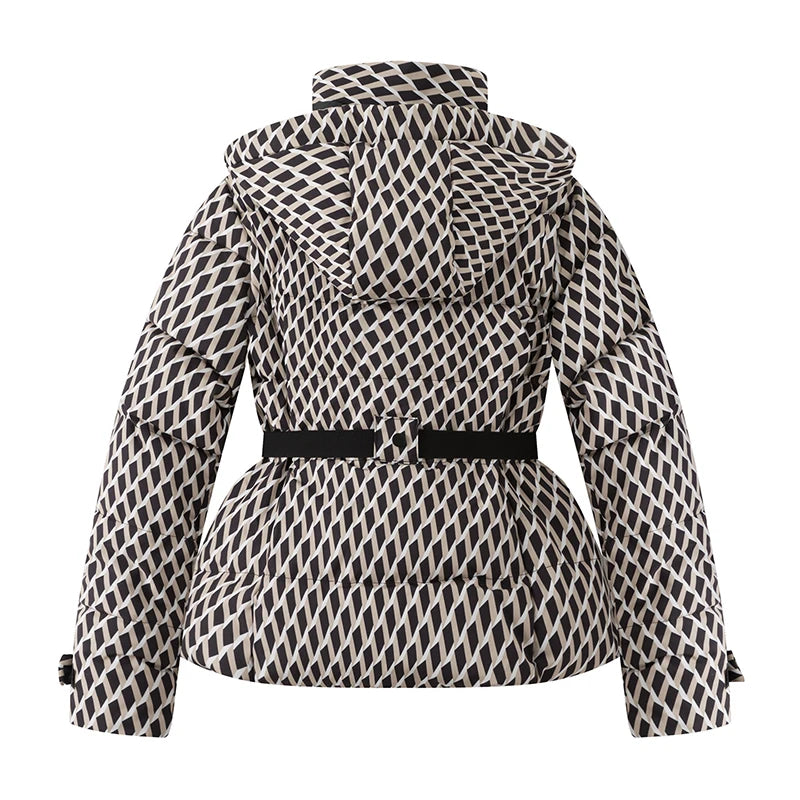 Chaqueta de Esquí Acolchada con Cinturón y Capucha Termosellada