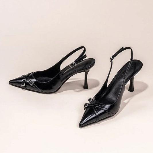 Zapatos de Tacón Destalonados con Hebilla y Punta Fina "Alurea"