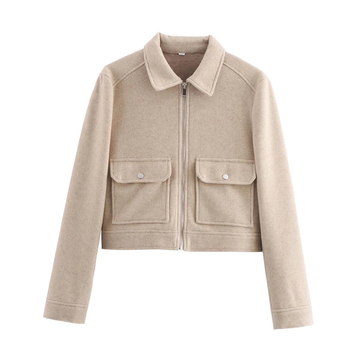 Chaqueta Corta Casual con Bolsillos de Solapa