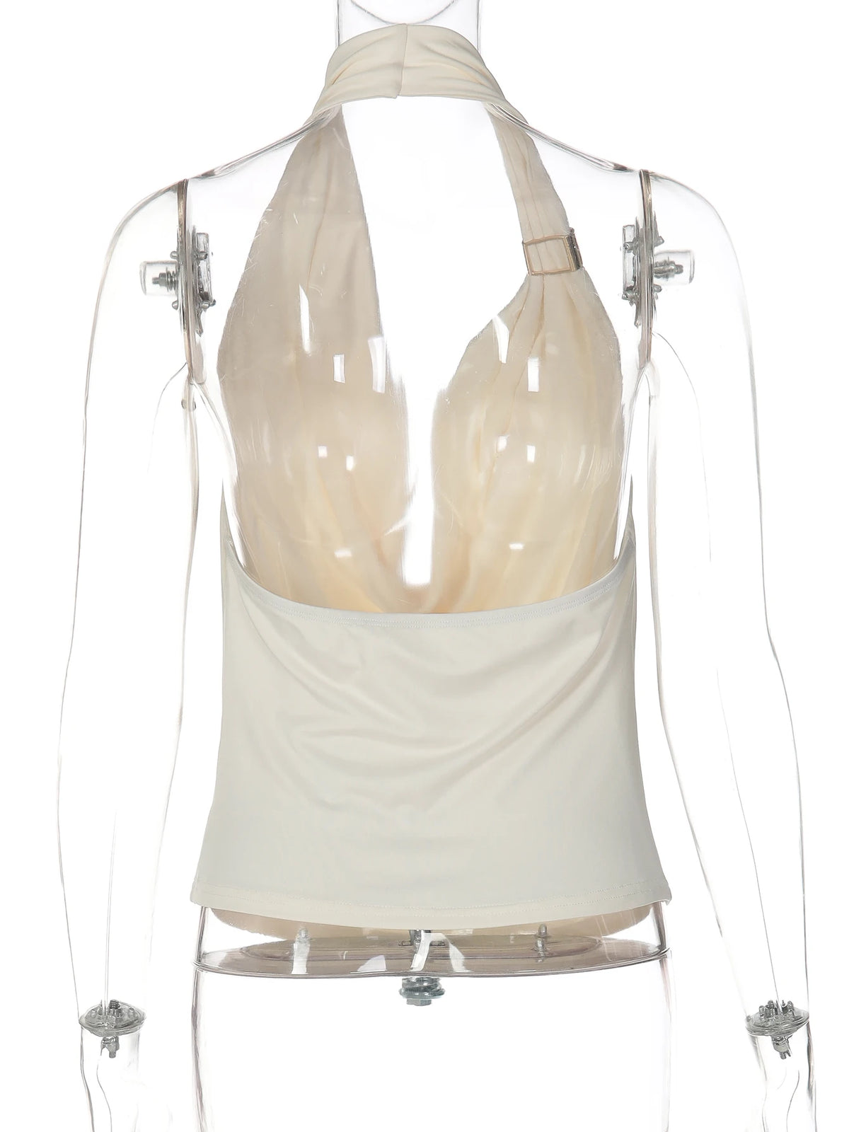 Top Halter Elegance Drapeado – Blanco, Rojo y Negro