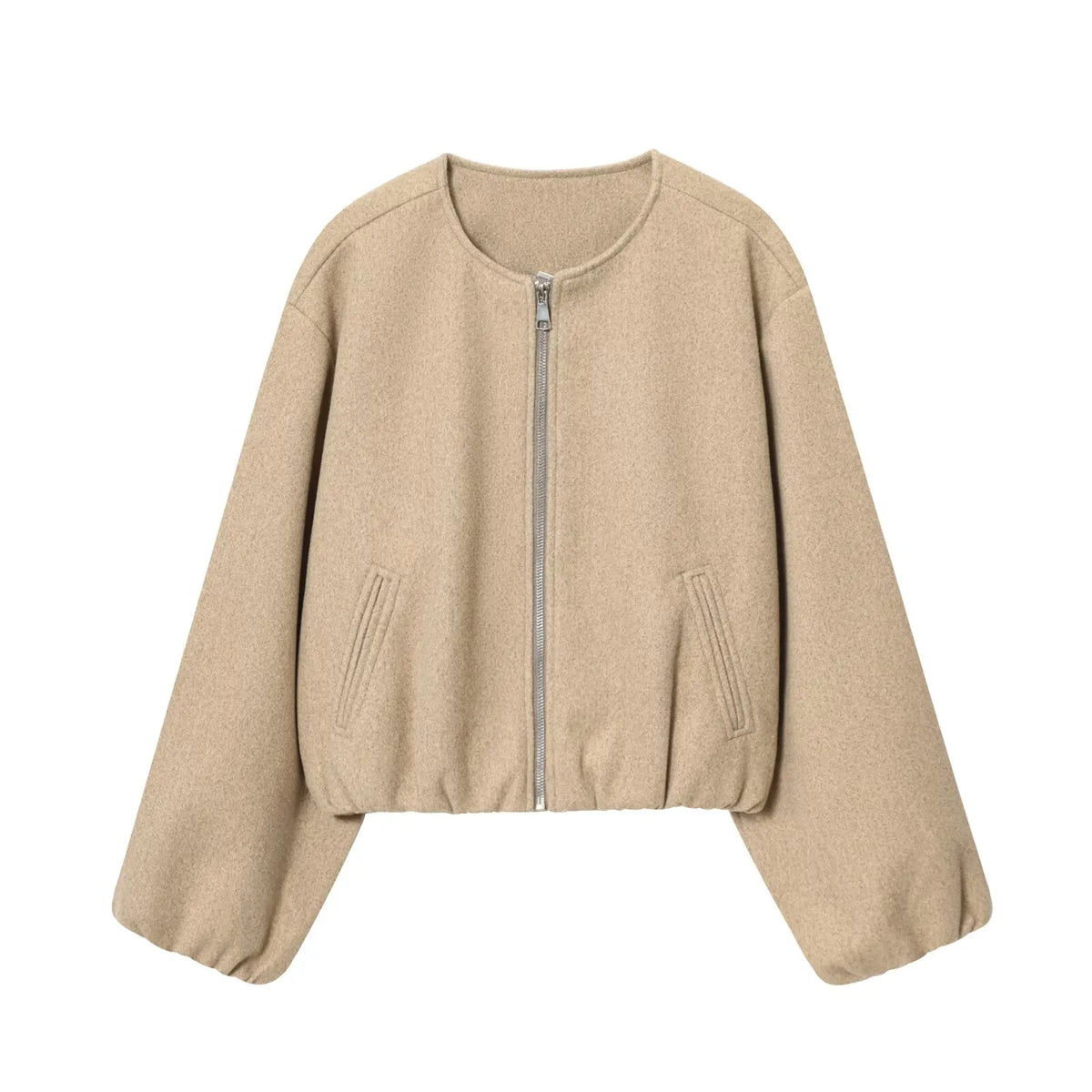 Chaqueta Bomber Corta Oversize sin Cuello | Colección Otoño-Invierno