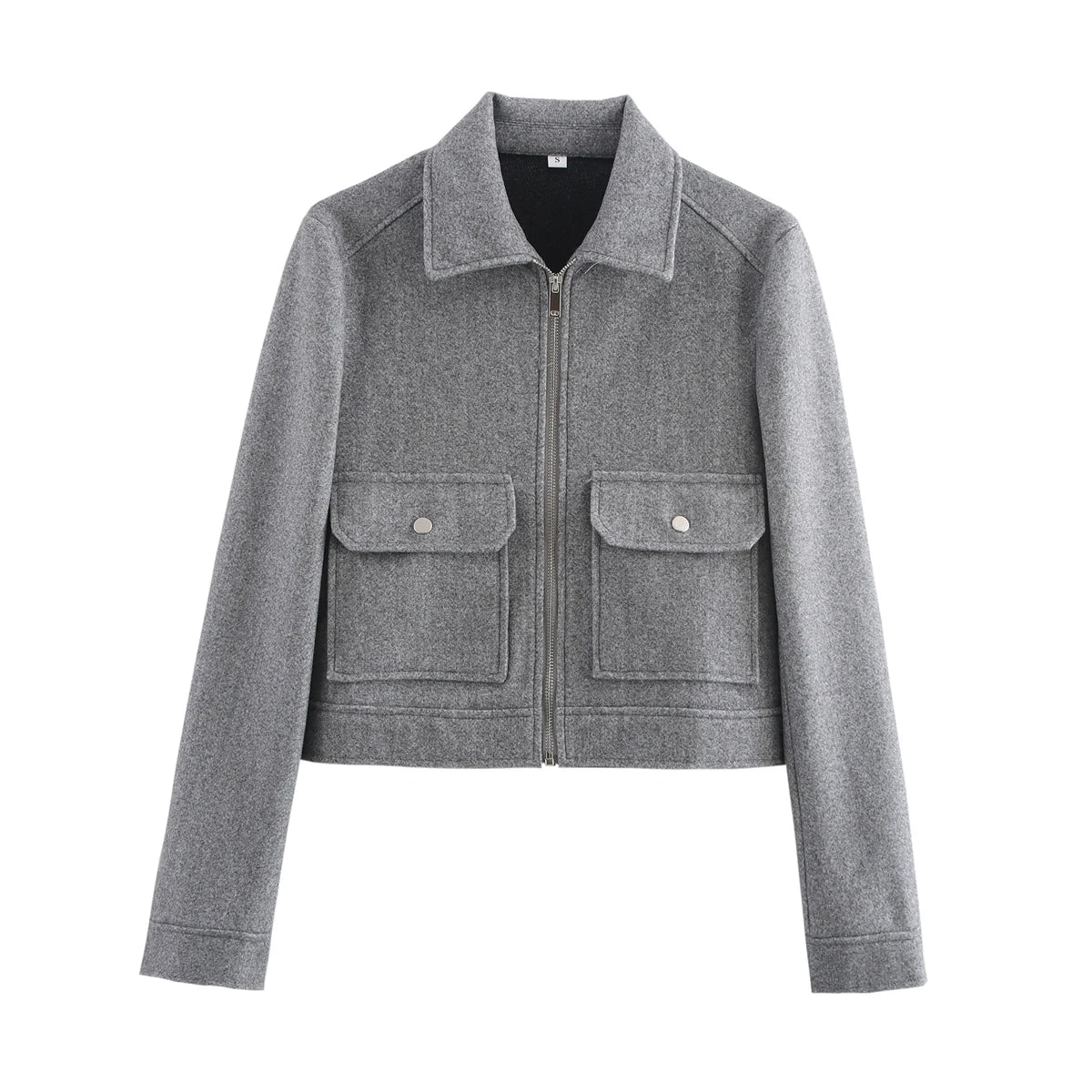 Chaqueta Corta Casual con Bolsillos de Solapa