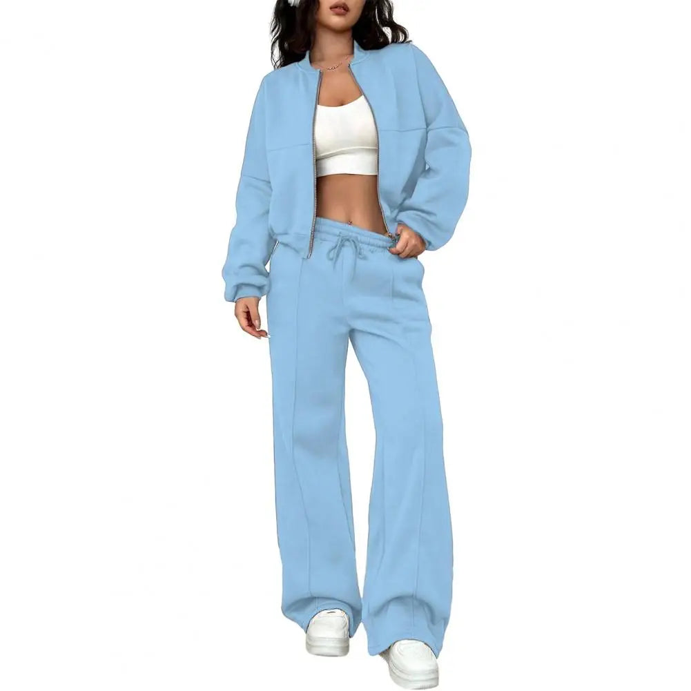Conjunto Deportivo Elegante de Chaqueta Bomber y Pantalón Ancho