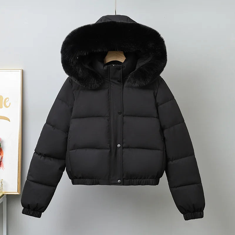 Chaqueta Acolchada Térmica con Capucha de Pelo Sintético