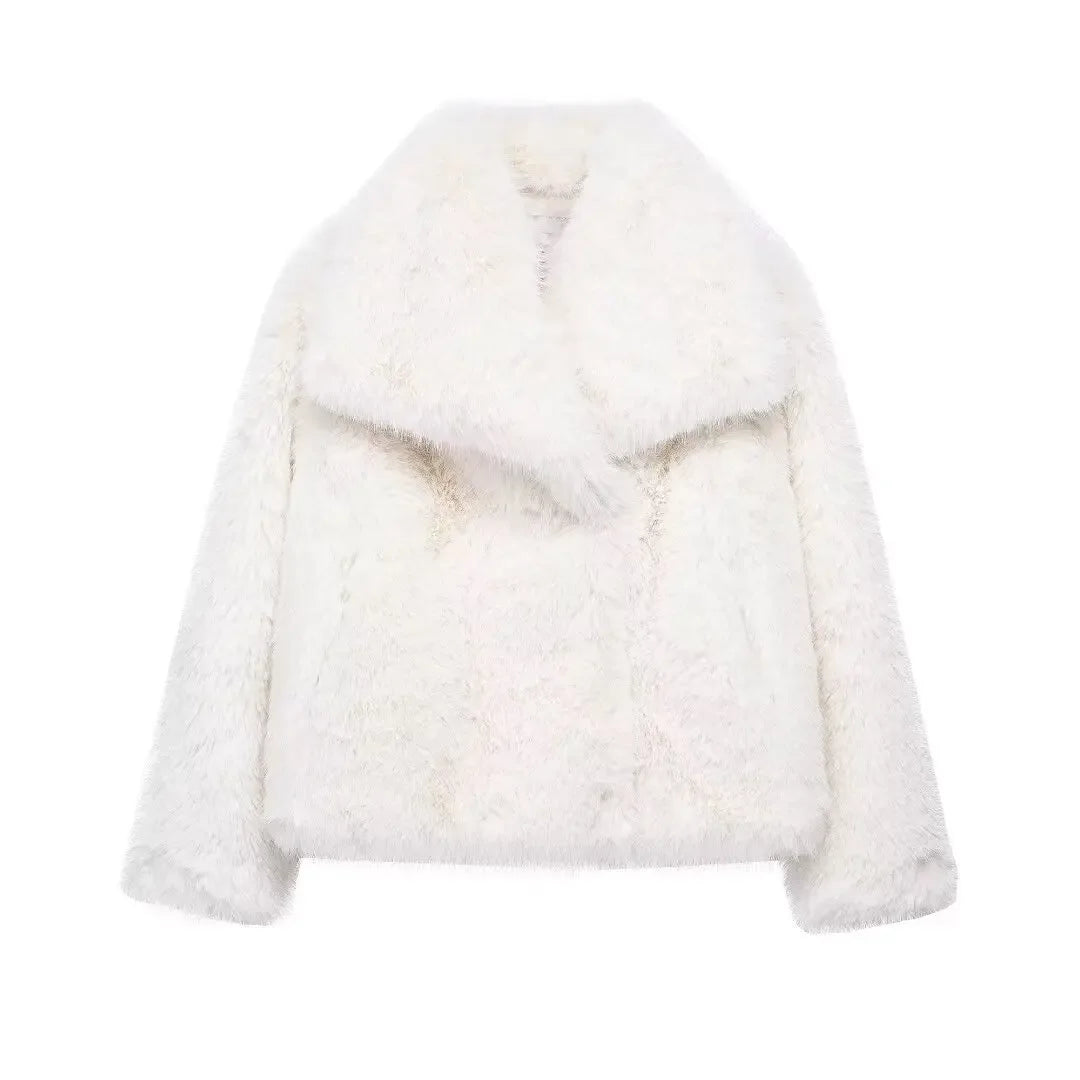 Chaqueta Corta de Pelo Sintético con Solapa Elegante - Alurea