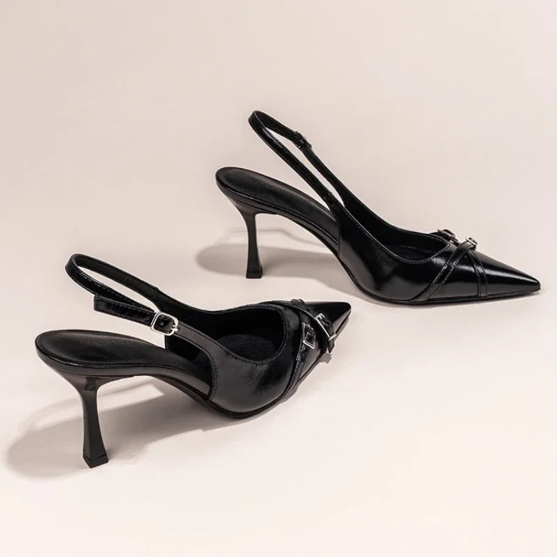 Zapatos de Tacón Destalonados con Hebilla y Punta Fina "Alurea"