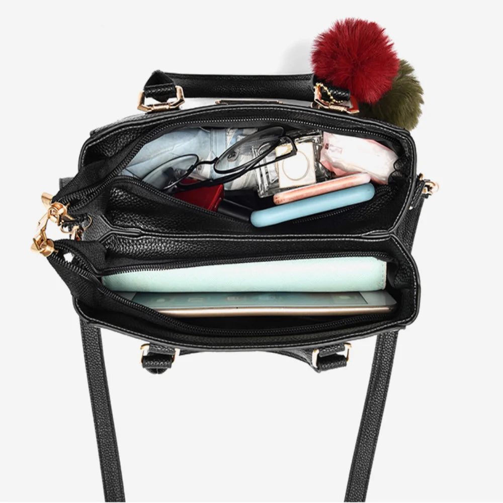 Bolso Satchel Estructurado Verona con Colgante de Perlas