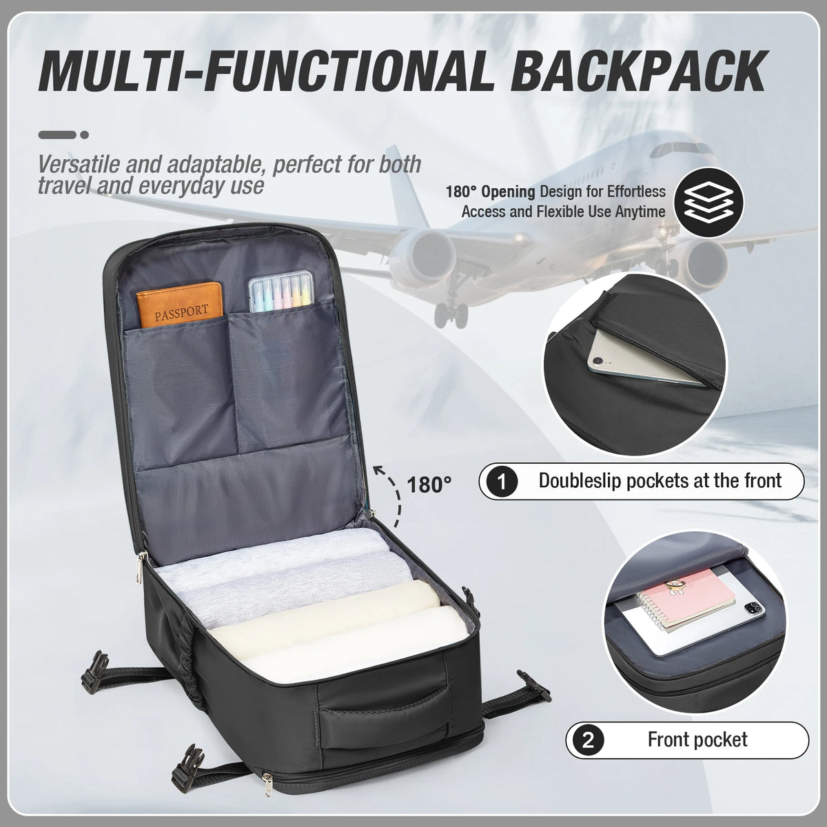 Mochila TravelFlex™ – Equipaje de Cabina, Impermeable y Multifuncional 🎒✈️