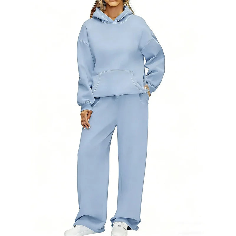 Conjunto Deportivo de Dos Piezas: Sudadera con Capucha Oversize y Pantalón Ancho