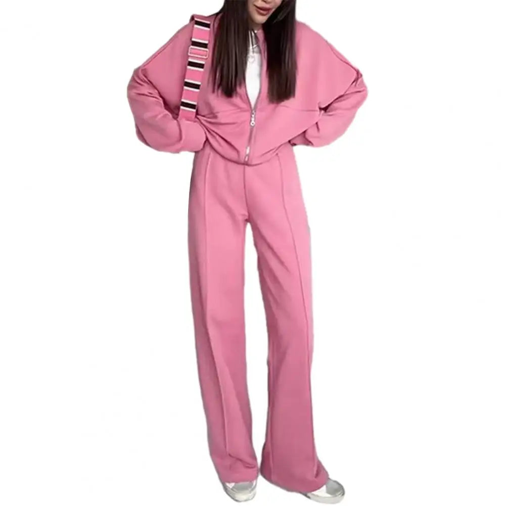 Conjunto Deportivo Elegante de Chaqueta Bomber y Pantalón Ancho