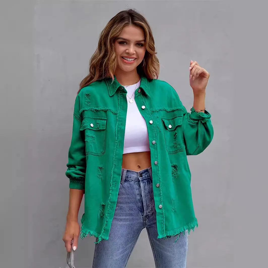 Chaqueta Vaquera Oversize Efecto Desgastado