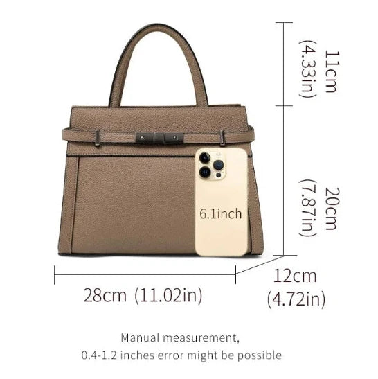 Bolso de Mano Estructurado con Detalle de Cinturón y Correa Ajustable