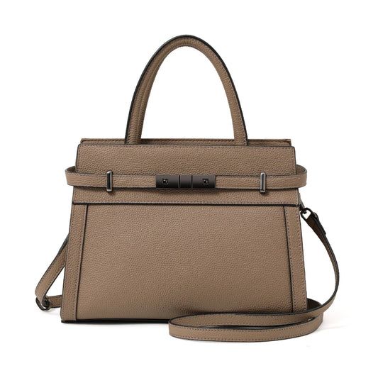 Bolso de Mano Estructurado con Detalle de Cinturón y Correa Ajustable